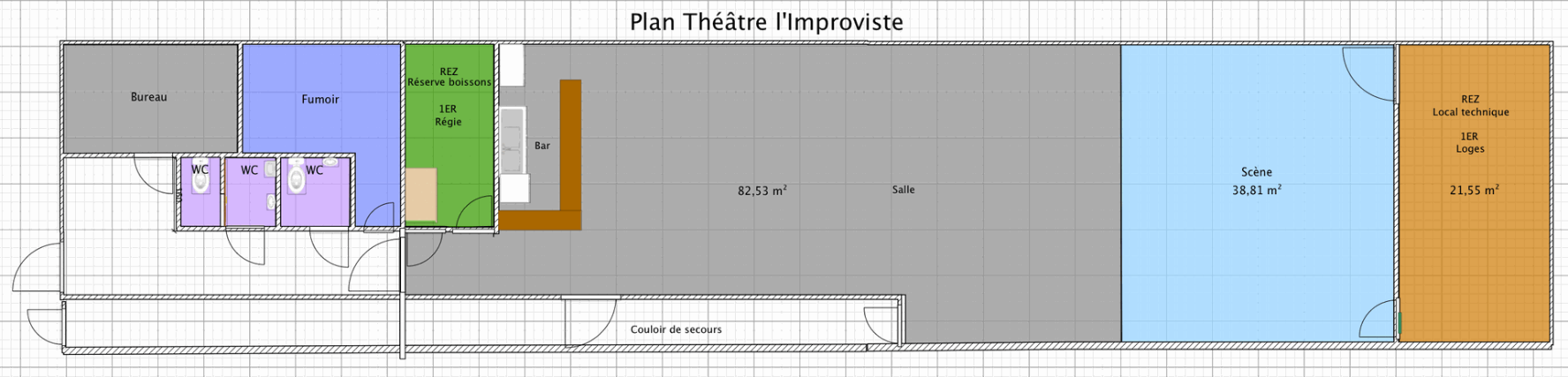 L&#39;Improviste - Théâtre à louer à Bruxelles - Plan